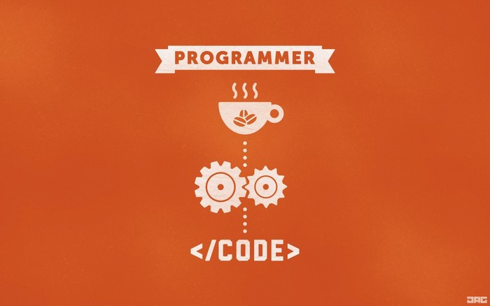 Programmer coffee and code illustration