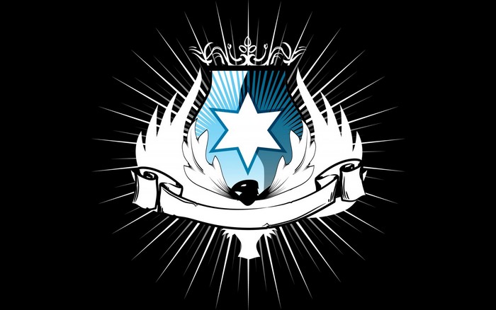 Coat of arms with wings and banner