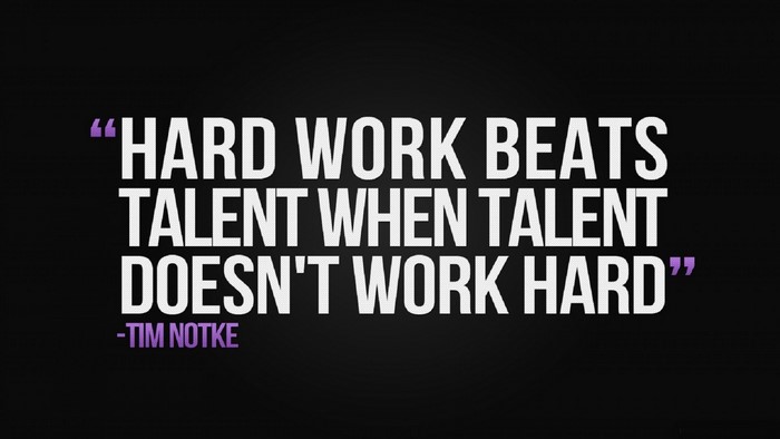 Hard Work Beats Talent Quote by Tim Notke