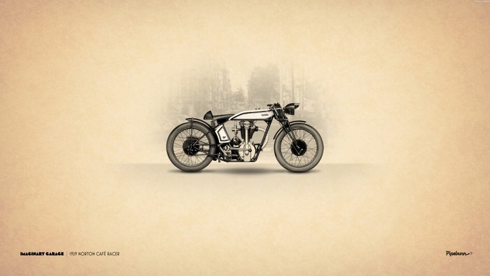 1929 Norton Café Racer Vintage Motorcycle Drawing