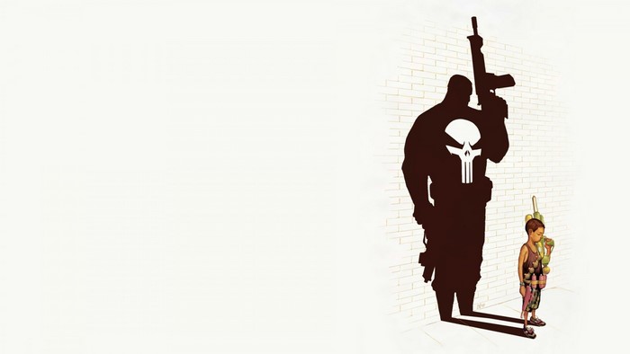 The Punisher's shadow over a child