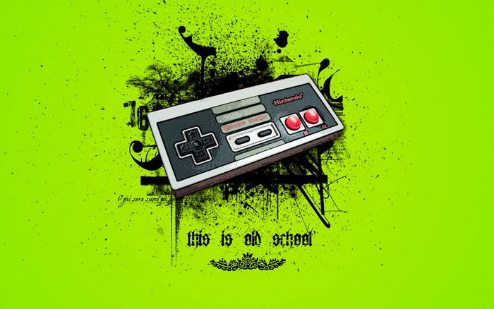 Nintendo controller with "this is old school" text