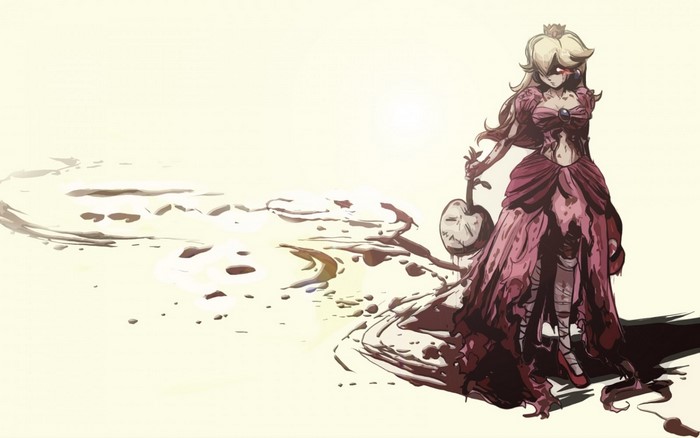 Princess Peach from Super Mario, dark fantasy illustration