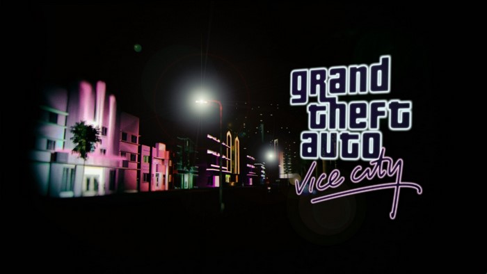 Grand Theft Auto Vice City logo at night