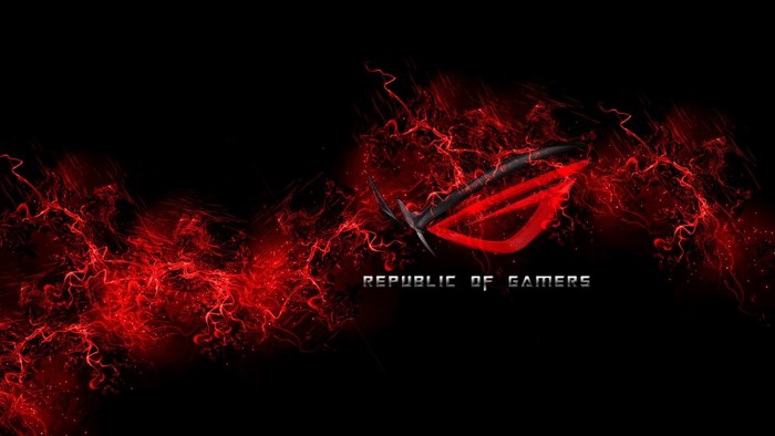 Republic of Gamers logo with red energy effects