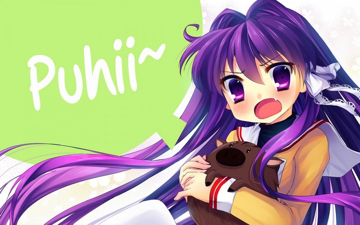 Fujibayashi Kyou from Clannad holding a creature
