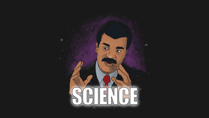 Neil deGrasse Tyson illustration with the word SCIENCE
