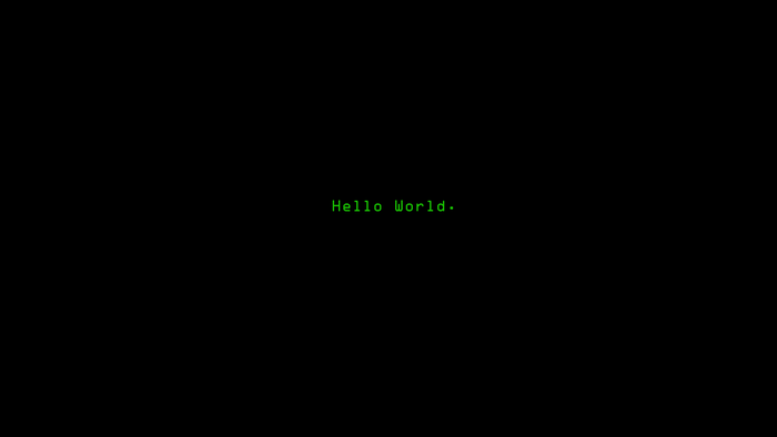 Hello World text on black background