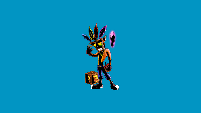 Uka Uka from Crash Bandicoot with a crate