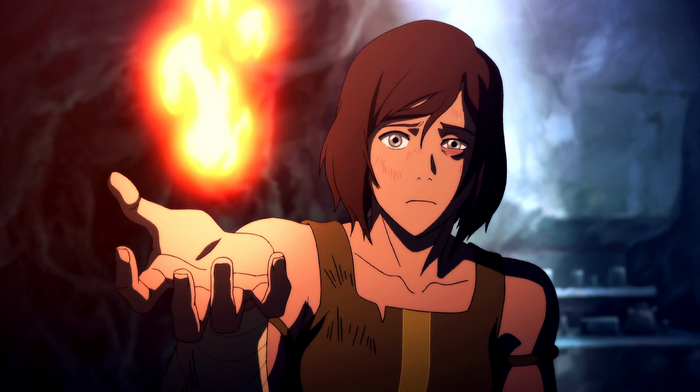 Korra from The Legend of Korra with fire