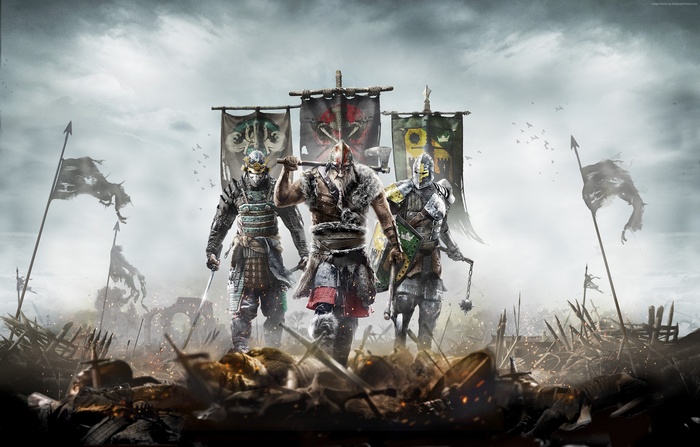 For Honor characters on battlefield