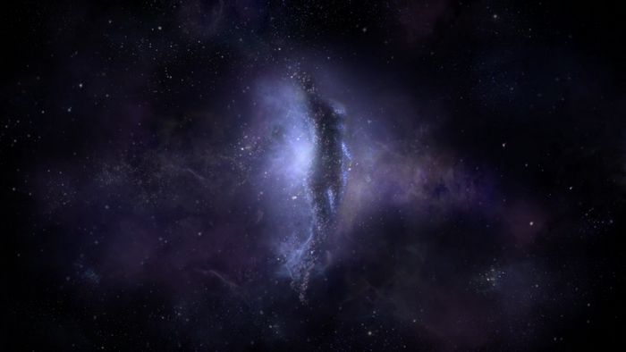 Humanoid figure made of stars in a nebula
