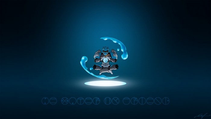 Toa of Water meditating with water manipulation