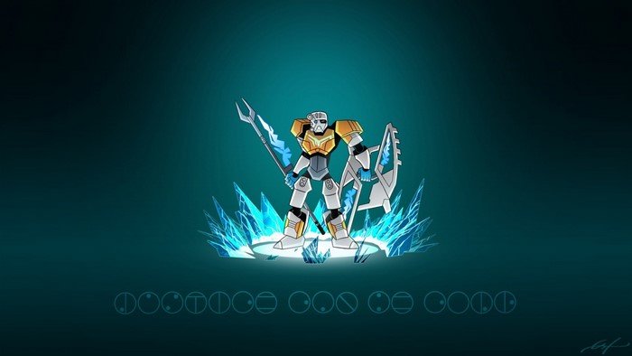 Bionicle Toa with ice crystals and symbols
