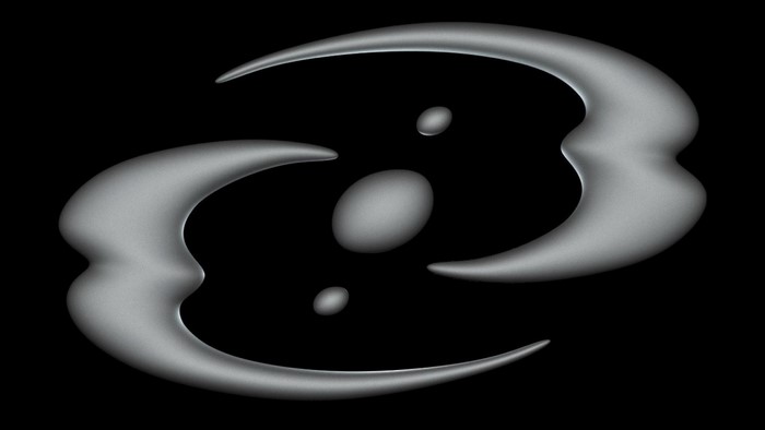 Abstract silver shapes on black background