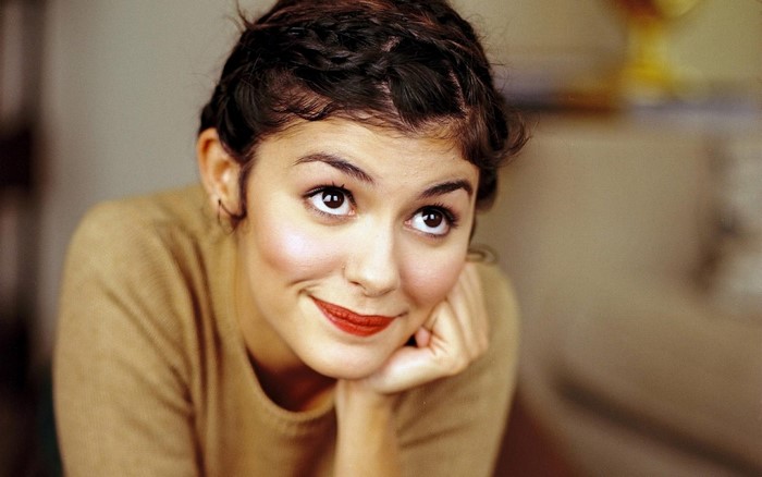 Audrey Tautou portrait with red lipstick