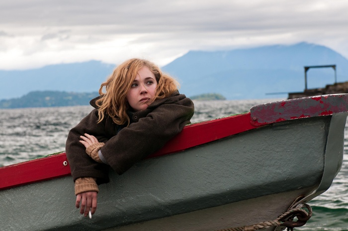 Juno Temple in a boat