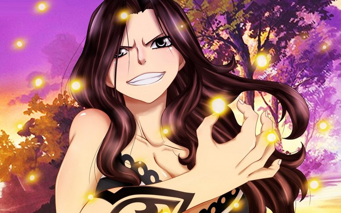 Cana Alberona from Fairy Tail with glowing orbs
