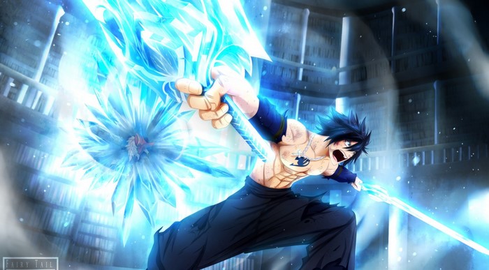 Gray Fullbuster from Fairy Tail using ice magic