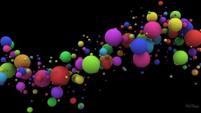 Colorful Floating Spheres on Black Background