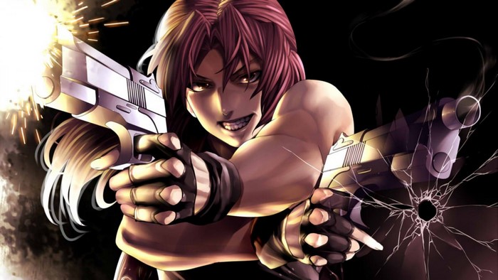 Revy from Black Lagoon firing dual pistols