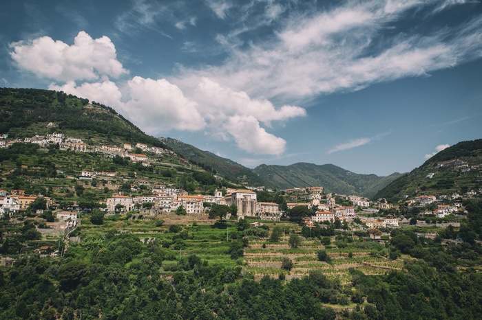 Ravello village on Amalfi Coast hills, Italy
