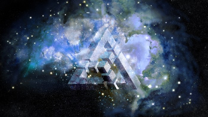 Impossible triangle in a galaxy and nebula