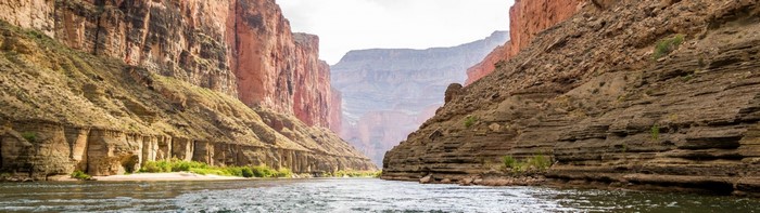 Grand Canyon river and cliffs