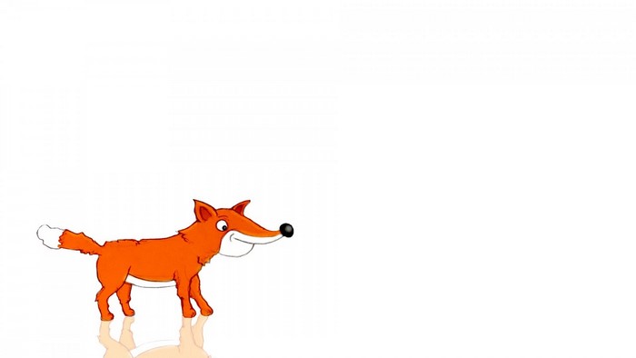 Cartoon fox with white tail and black nose