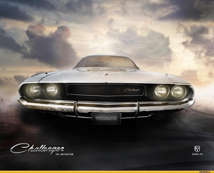 Dodge Challenger car with "KOWALSKI" license plate