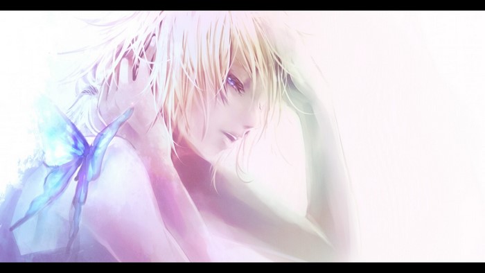 Anime artwork of a person with a butterfly