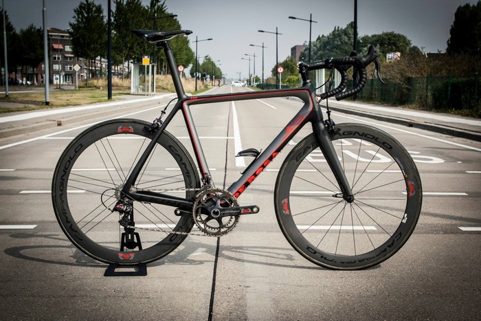 De Rosa carbon fiber road bicycle on a road