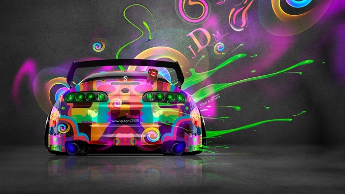 Colorful Neon Toyota Supra JDM Illustration