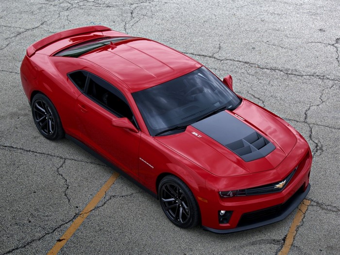 Red Chevrolet Camaro ZL1 Coupe from Above