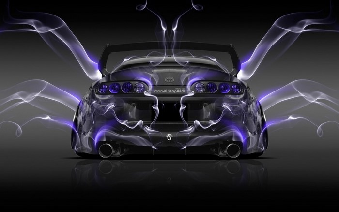 Toyota Supra Rear View with Artistic Smoke Effects