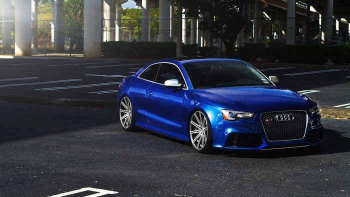 Blue Audi RS5 Coupe parked in a lot