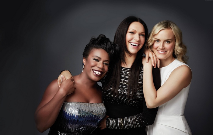 Uzo Aduba, Laura Prepon, and Taylor Schilling from Orange Is the New Black