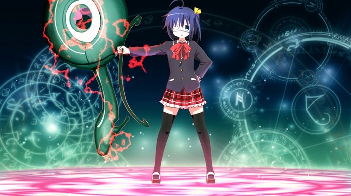 Rikka Takanashi from Chuunibyou demo Koi ga Shitai! holding a magical weapon