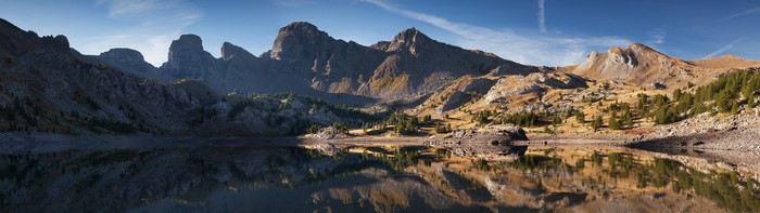 Mountain range reflected in a lake
