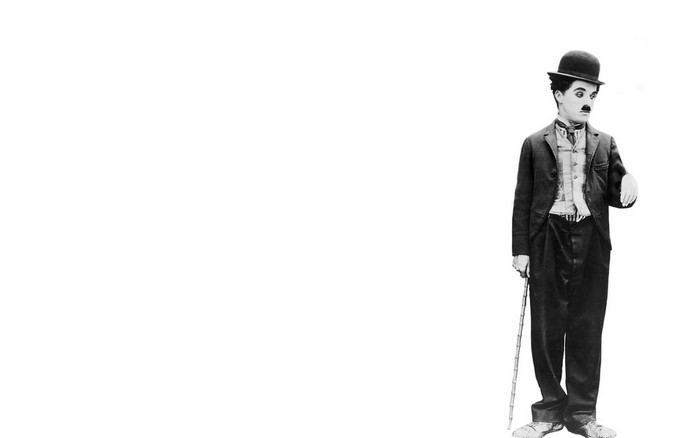 Charlie Chaplin with cane and bowler hat