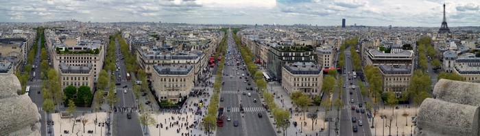 Panoramic view of Paris with Eiffel Tower