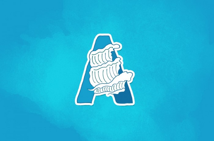 Blue letter A with waves illustration