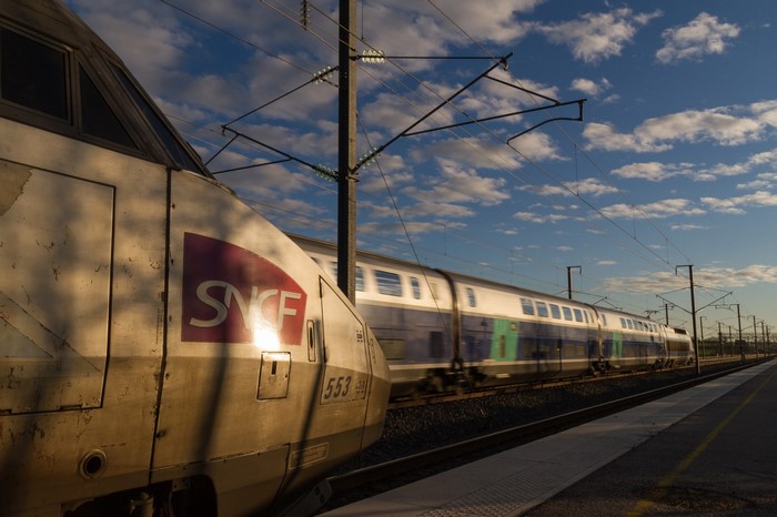 SNCF TGV train at a station in France