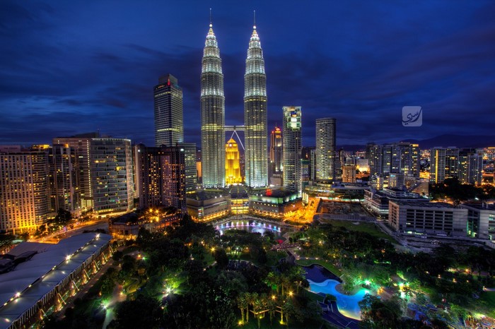 Petronas Towers at night in Kuala Lumpur, Malaysia
