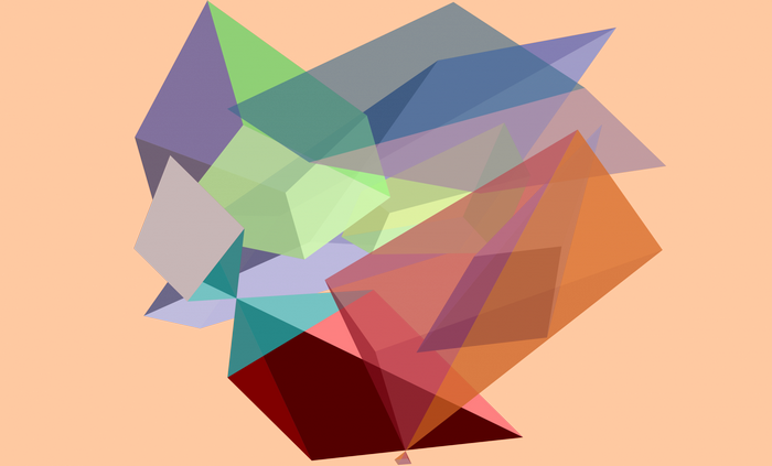 Abstract geometric shapes on orange background