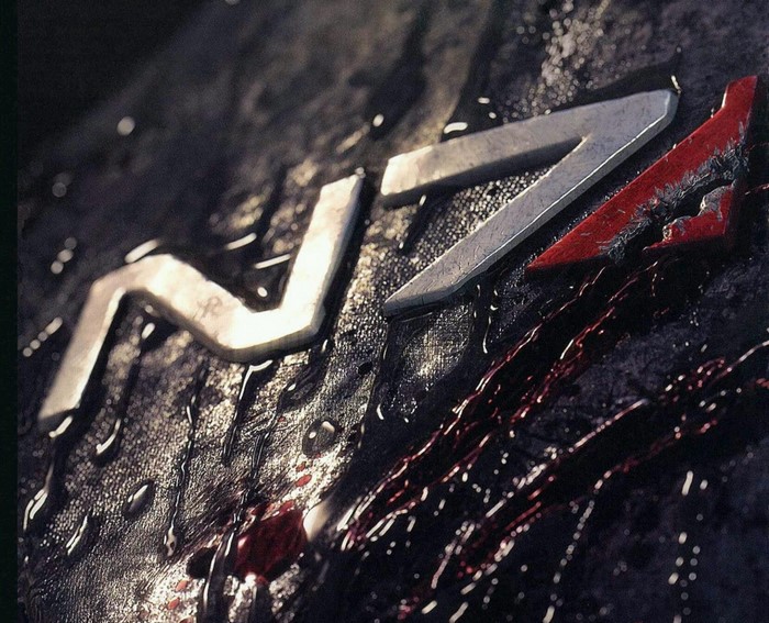 Mass Effect N7 logo with blood