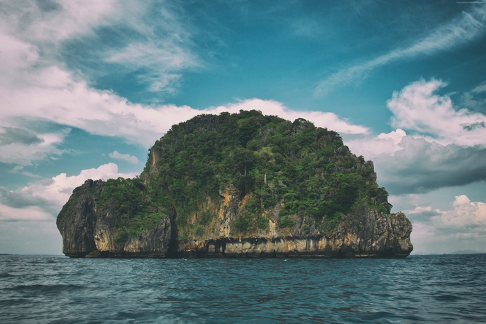 4k, Thailand, Krabi, Turtle island, 5k, Andaman Sea, clouds