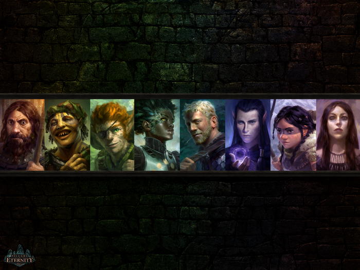 Pillars of Eternity character portraits on dark background