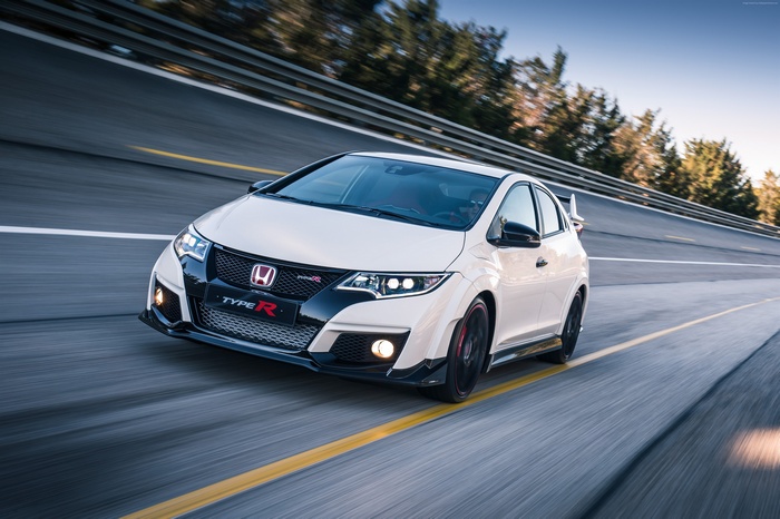 White Honda Civic Type R on a Racetrack