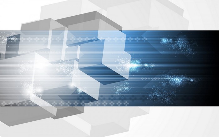 Abstract geometric illustration with blue light effects